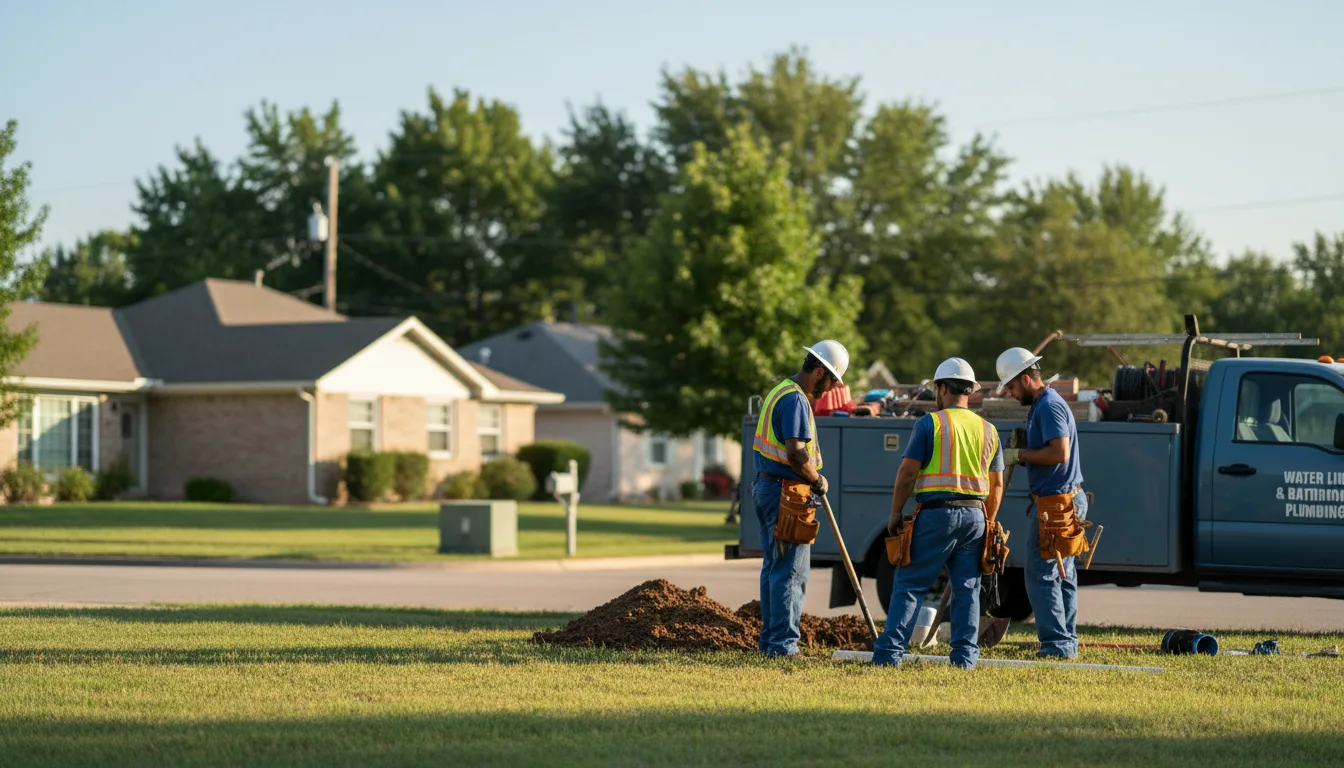 Residential water line and bathroom plumbing service in Lindsborg, KS